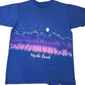 VTG 80s Myrtle Beach SC Wrap Around AOP Graphic T Shirt Mens Size M